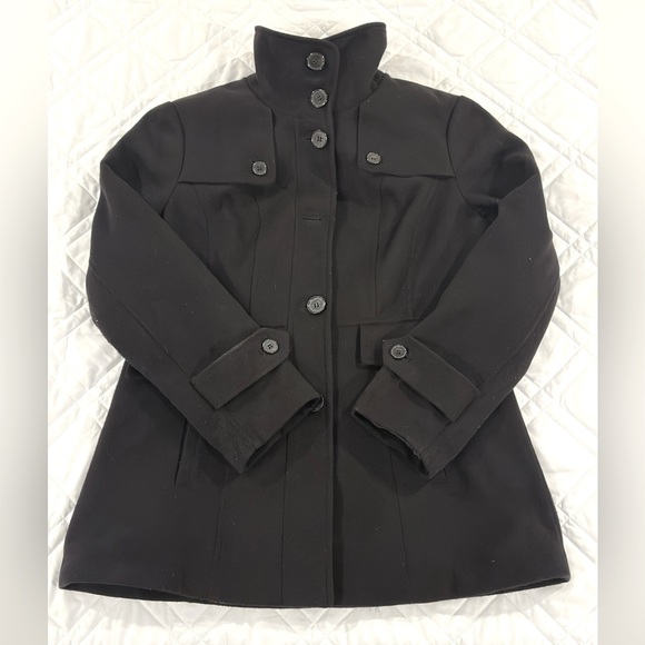 Nicole Miller Women Large (42 in Bust) Black Button-Up Pea Coat Jacket - Picture 1 of 6